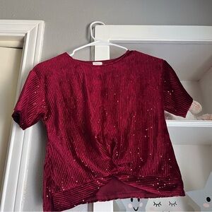 Zara girl's top, shirt with sequins in the front, short sleeve, round neckline